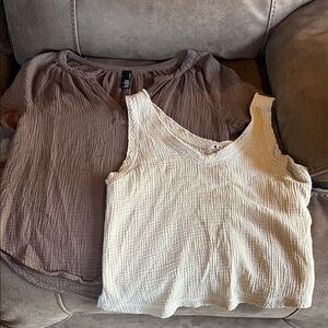 Gauze Taupe and Cream Blouses